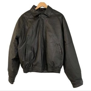 Wilda Genuine Leather USA Black Bomber Coat Jacket Removable Liner Men’s Large